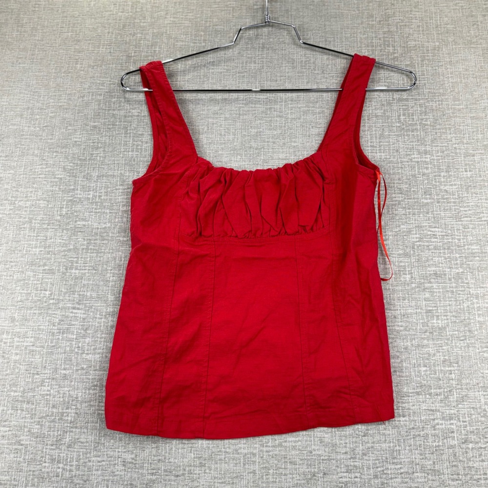 Amber Sky Red Ruched Bust Sleeveless Corset Style Top Size Medium Hidden Zipper